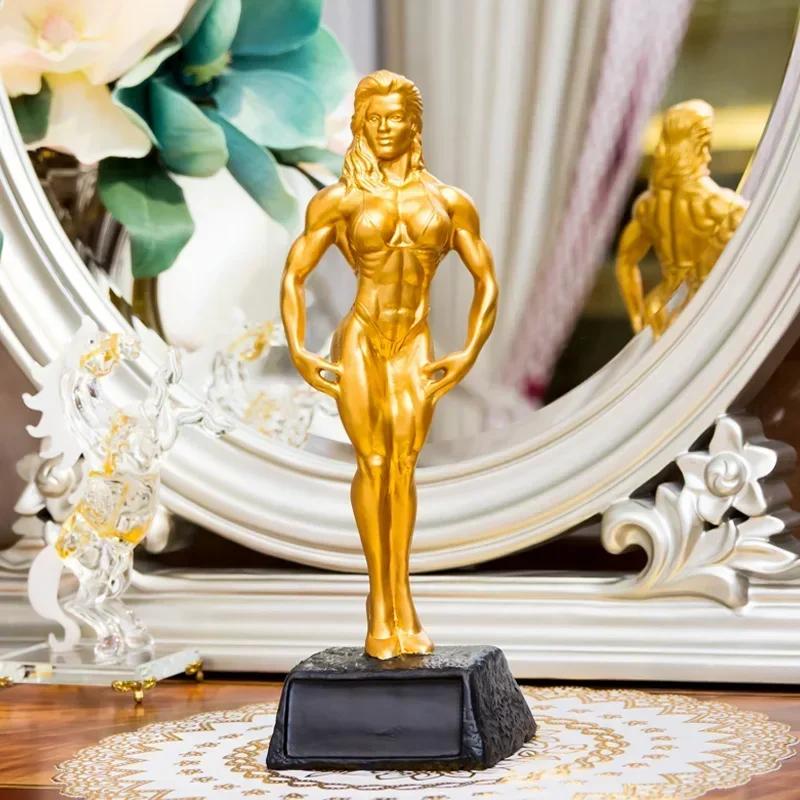 Fitness Muscle Man Sets Up Bodybuilding Sports Competition Trophies Boxing Figures Statues Sculptures Gym Decorations Gift