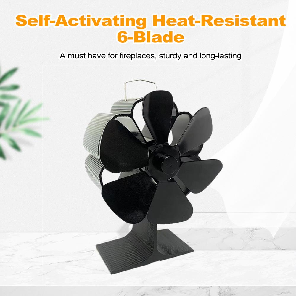 Ventilator de aragaz cu 6 lame, ventilator silențios pentru șemineu, ventilator de aragaz cu aer cald rapid, neelectric