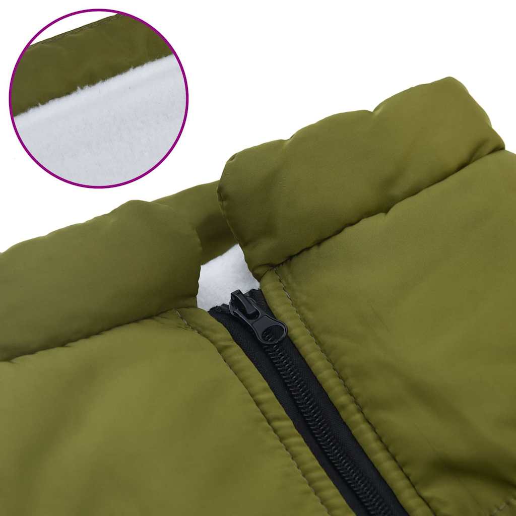 Dog Coat with Integrated Harness Waterproof and Reflective Army Green Size L44