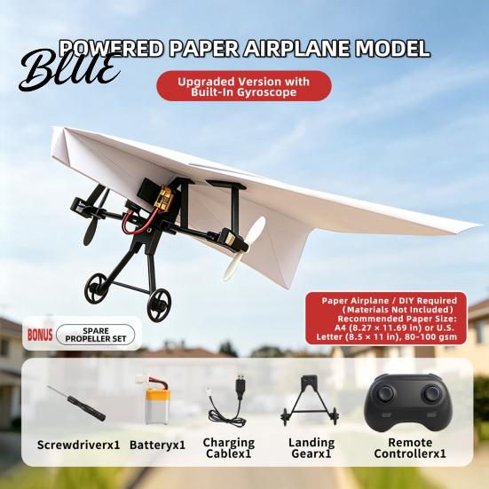 RC Plane Power Module Remote Control Paper Airplane Kit with Gyro Stabilizer DIY Electric Beginner Aircraft Transmitter Dual Propellers Launcher