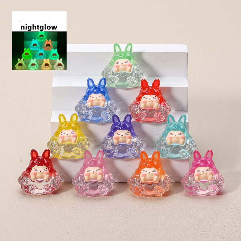 Kiki Lumious Resin Ornament Figures Blind Box Mini Toy Cartoon Doll Decor Car