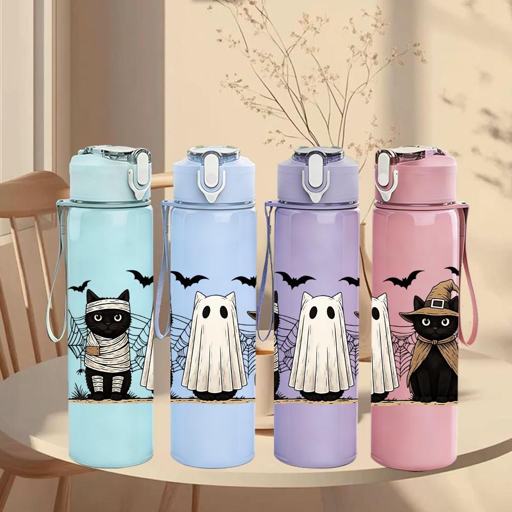 1PC Three Ghost Wizard 750ml Color Plastic Sports Water Bottle Leakproof Flip Straw Lid Suitable for Sports Office Home Use