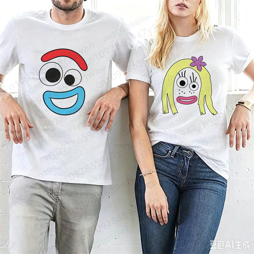 Fork Face Knife Shirts Theme Couples Halloween Cosplay Warm Shirts Casual Fashion Street Wear Summer Men Womens Tshirts
