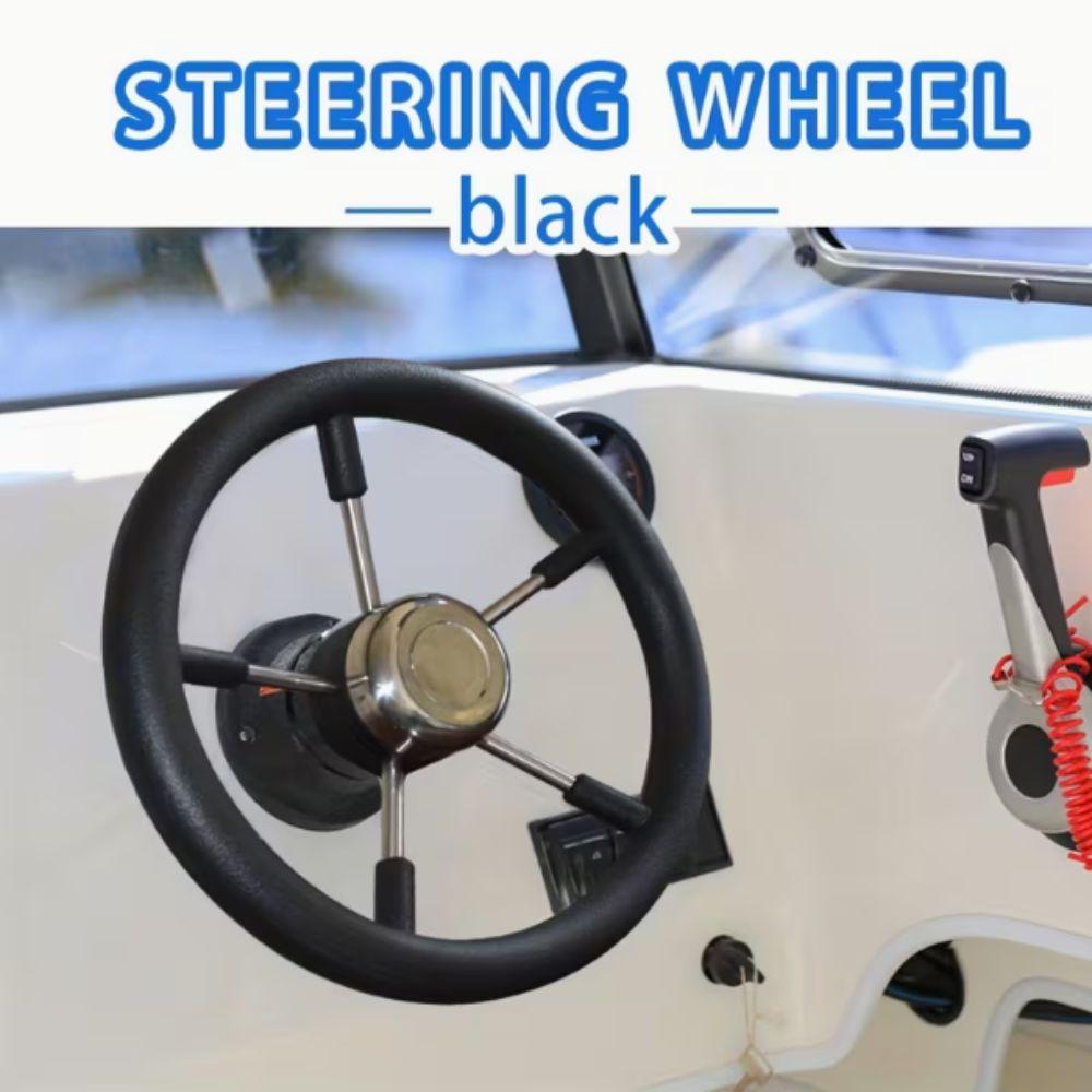 Black Foam Grip Marine Steering Wheel Stainless Steel Destroyer Steering Wheel  Pontoon Boat