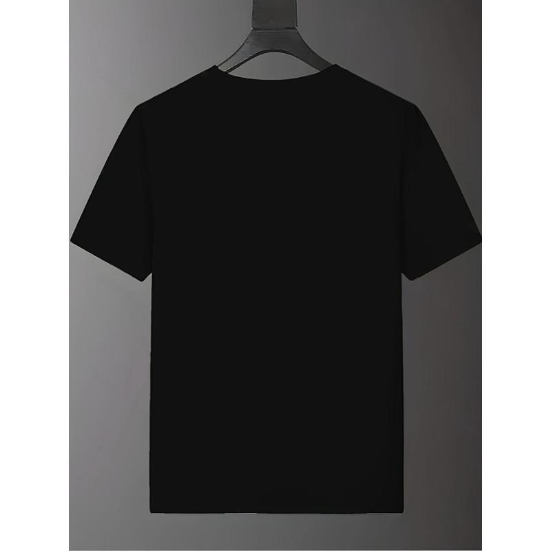 Europäische Größen Herren Sommer Locker Geschnitten Rundhals Grafik-T-Shirt, Vielseitiges Trendiges Oberteil