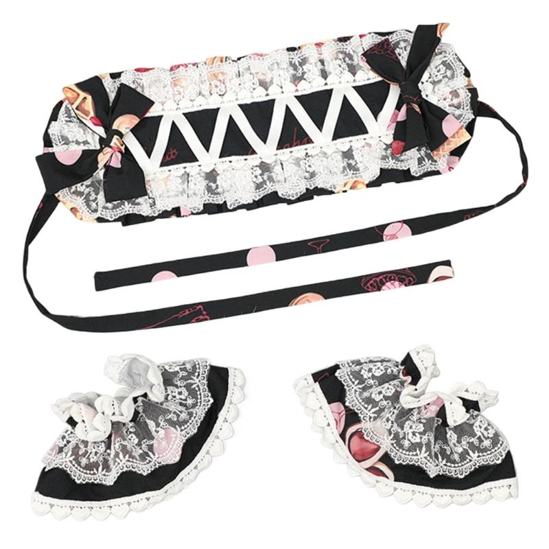 Opaska na głowę w stylu japońskim, koronkowe mankiety na ręce do noszenia na co dzień i na imprezę tematyczną, akcesoria do przebrania na kostium anime