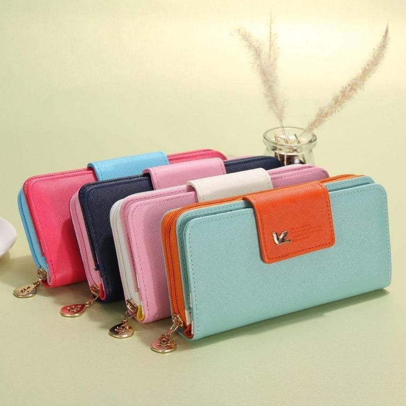Portofele pentru femei de înaltă calitate, din piele, pentru femei, cu monede, poșetă pentru doamne, cu suport pentru carduri de culoare caramelă, telefon