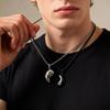 Fashion Yin Yang Pendant Necklace Stainless Steel Black Silver Friendship Necklace for Men Women BFF Couples Jewelry Gift