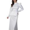 26 Europe, America, Amazon cross-border women's clothing new minimalist high-end stand-up collar bubble long-sleeved fishtail skirt set