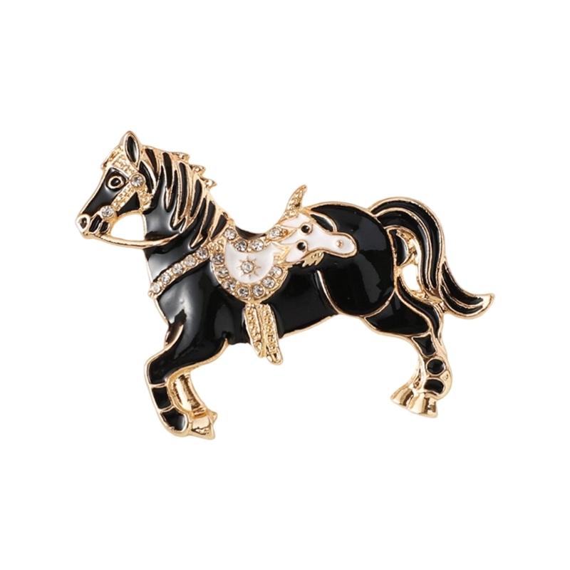 

Elegant Horse Shaped Brooch With Safety Lock User Friendly Electroplating Versatile Fashion Chest Decoration