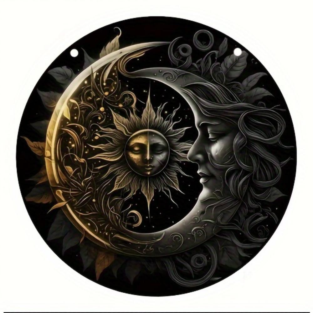 

1PC Glam Style Sun and Moon Wall Art Hanging Ornament, High Definition Flat Printed Home Decor with Pre-Installed Hanging Hole 20x20cm белый