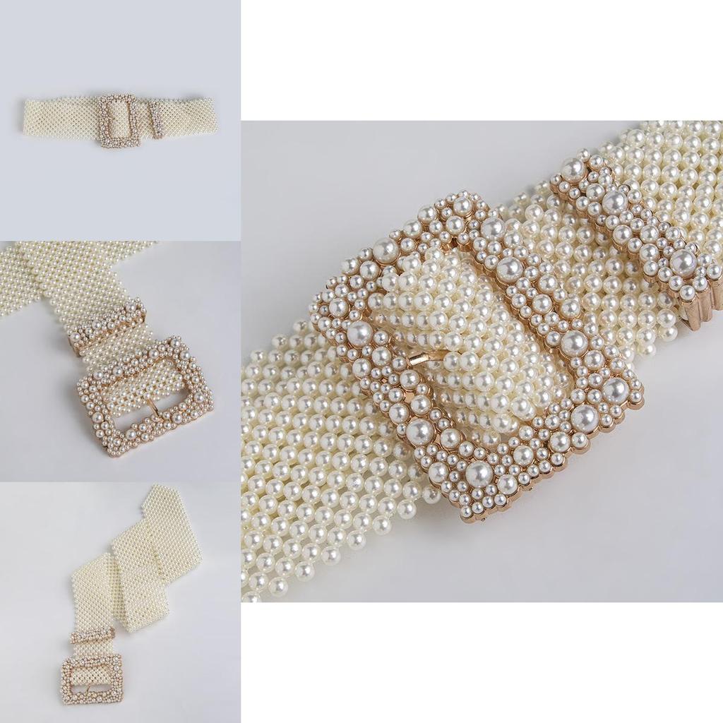 Artificial Pearl Waist Chain With Square Needle Buckle Design For Elegant Summer And Autumn Looks