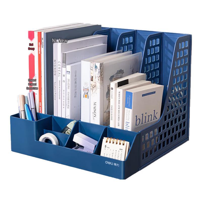 Deli 4-Section Desktop File Organizer with Pen Holder