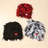 Knitted Beanie Hat for Students Adult Windproof Foldable Winter Hat Handmade Embroidery Heart Keep Warm Cycling Hat