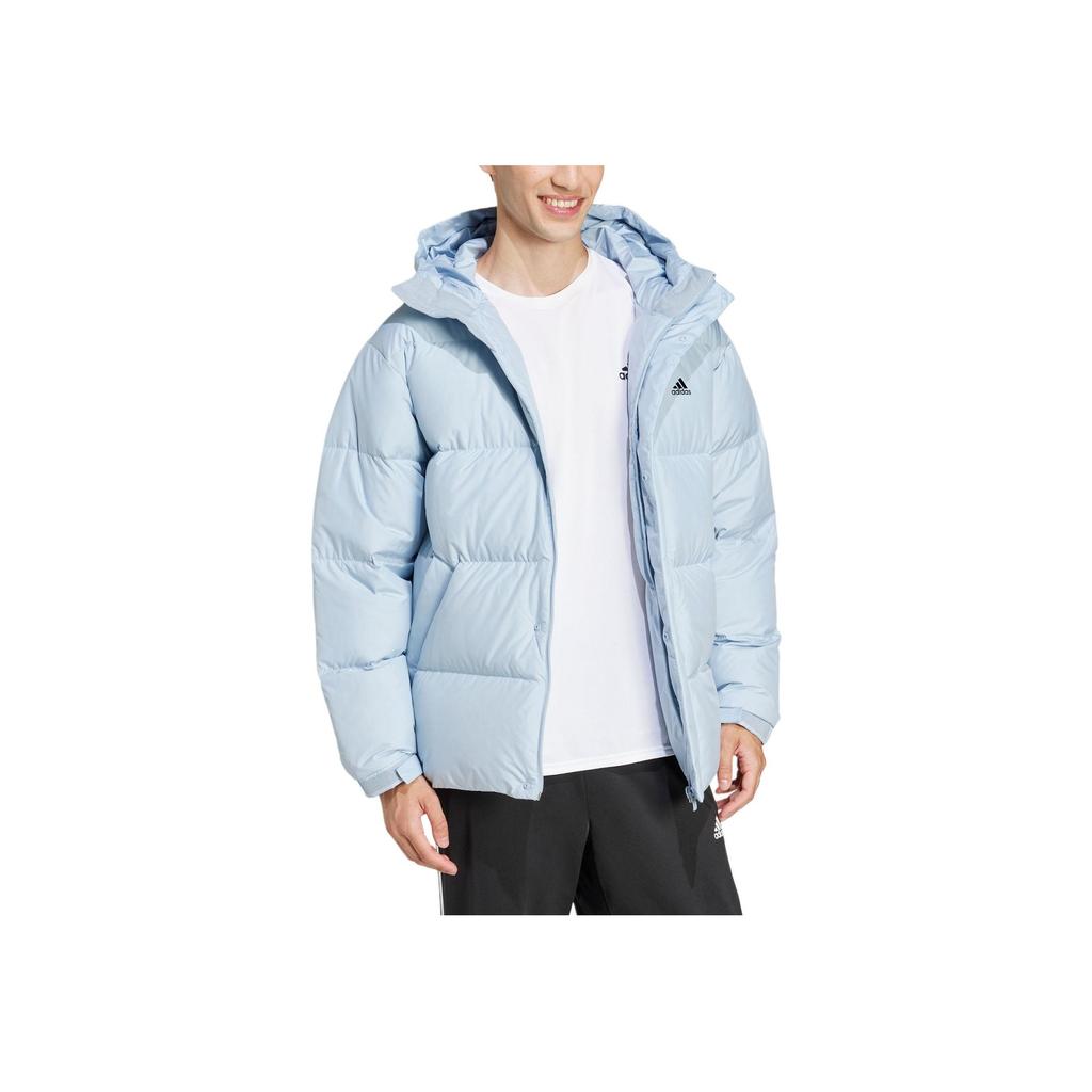 Adidas Puffy Down Jacket With Logo Pattern Hooded Warm Comfortable Casual Jacket Unisex Jacket Blue JM9128
