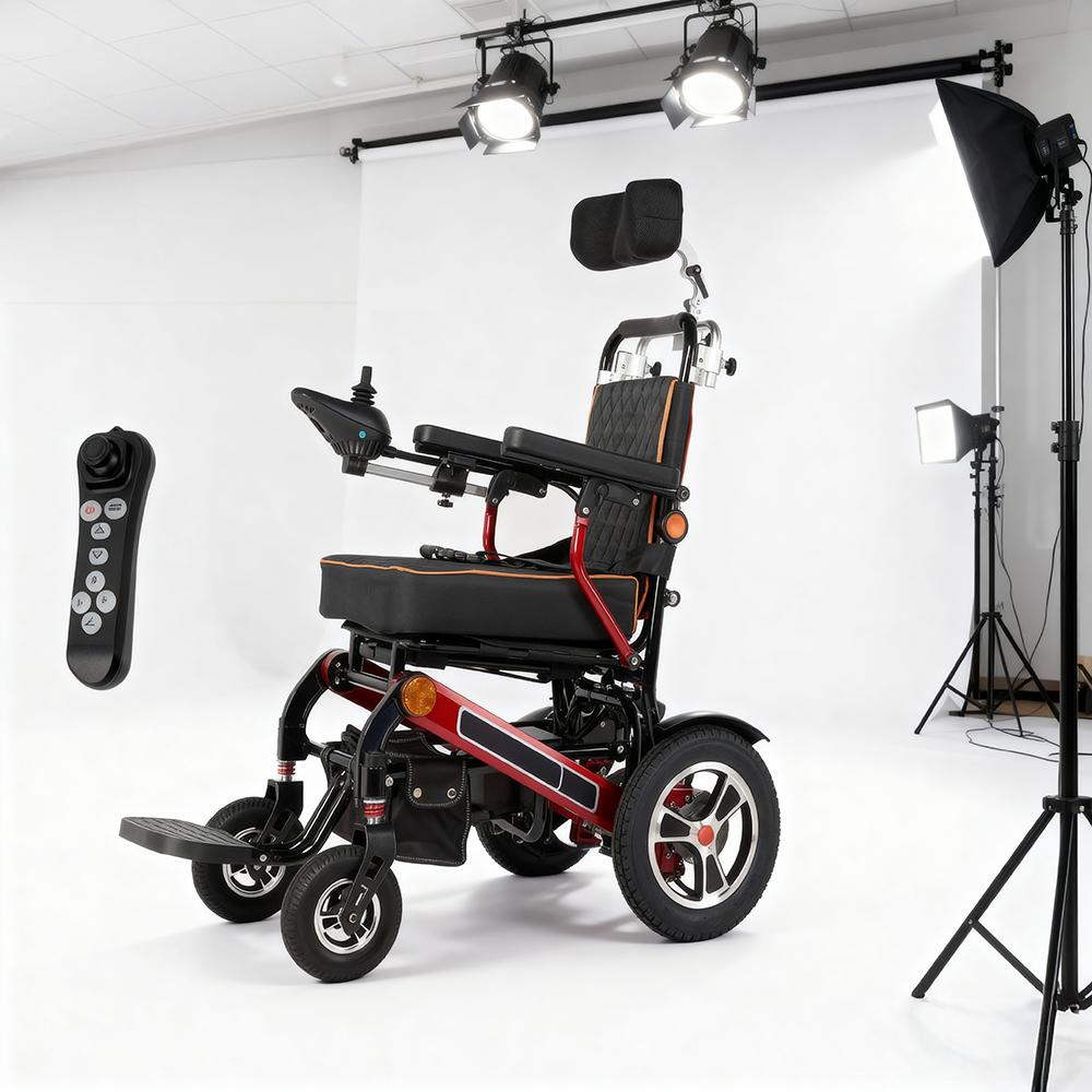 EU-Lager Elektrischer Rollstuhl mit zwei Batterien,Leichter Faltbarer Elektrorollstuhl, Tragbarer Faltbarer Transportrollstuhl
