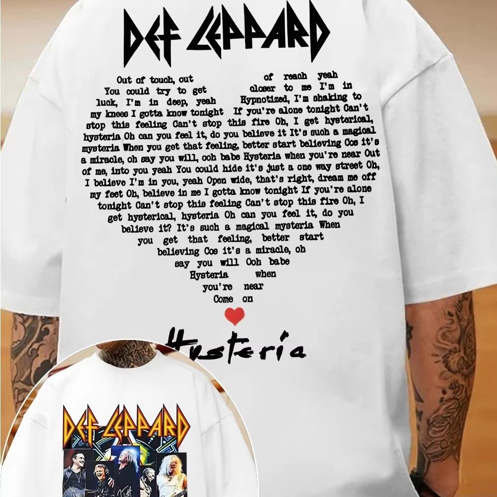 2026 Unisex Clothing Cotton Normcore Tshirt Def Leppard Band Hipster Retro Streetwear Unisex Fashion Oversized Women's Casual Shirt