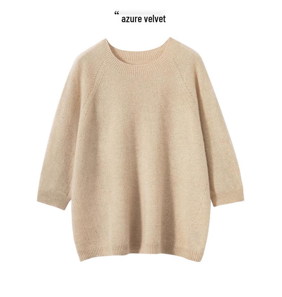 Cashmere Knit Five-Sleeve Women's Round Neck Short Sleeve Vest