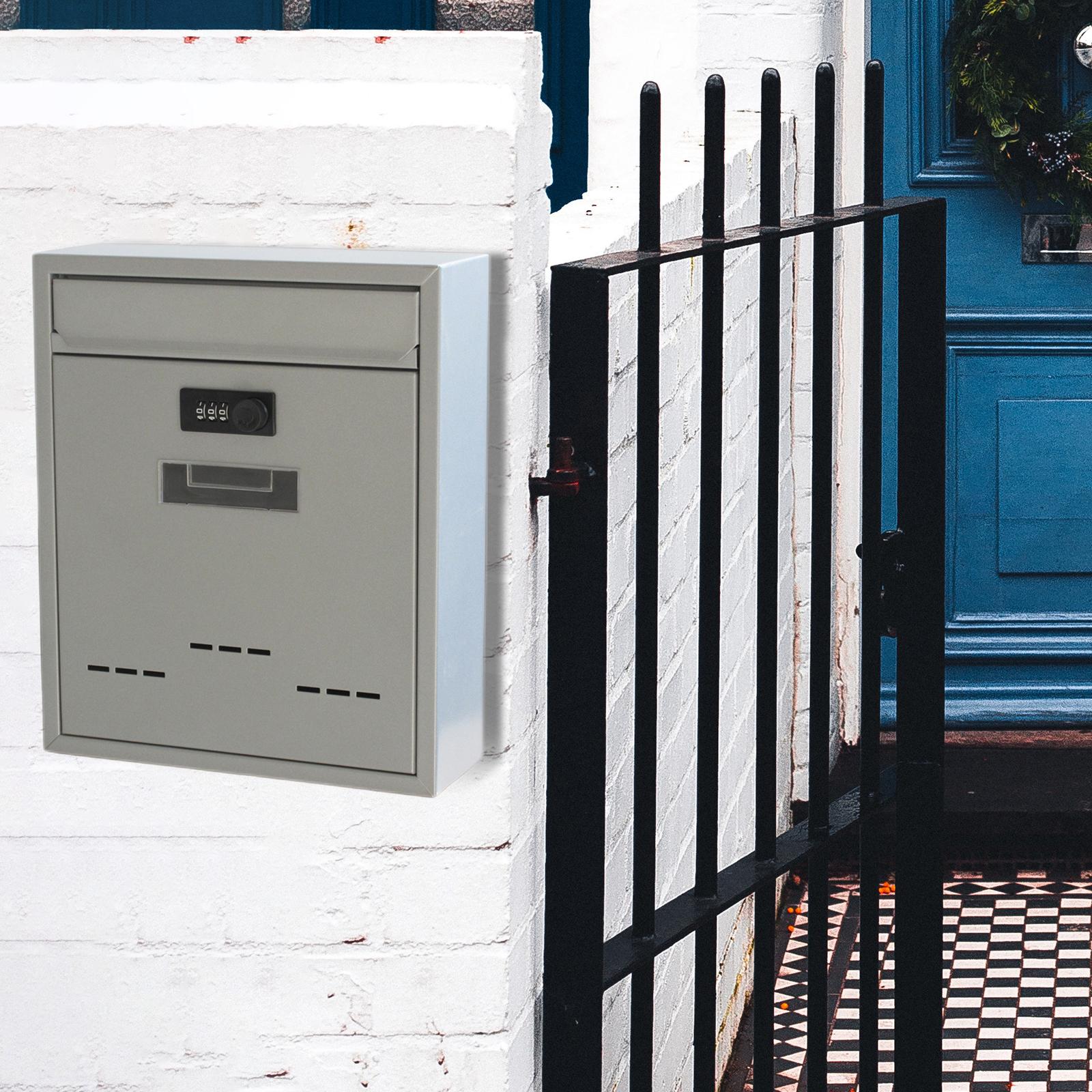 Large Wall Mount Mailbox with Lock Letter Box Rainproof Retro Style Drop Box