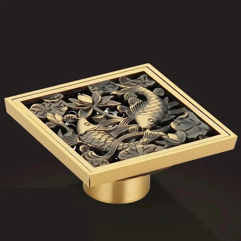 10X10cm antique brass odor proof floor drain bathroom shower room bathroom floor drain odor proof hardware bathroom accessories