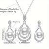 Three-piece set, including a luxurious and elegant minimalist waterdrop design necklace and matching earrings, perfect as a wedding jewelry gift