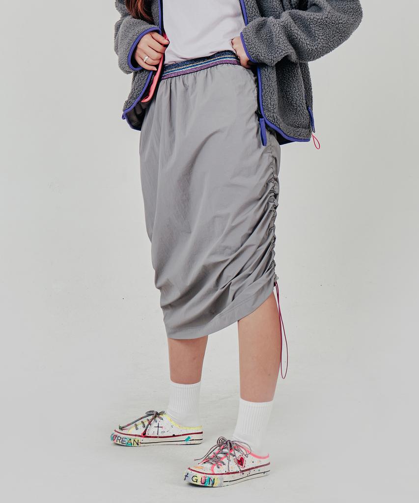 Weibeugeon Nylon Banding Shirred Skirt Grey