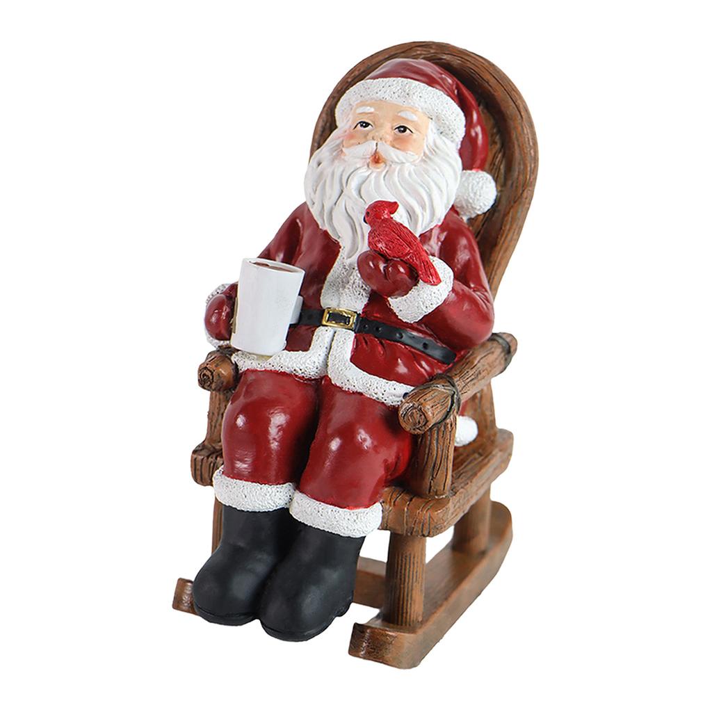 Resin Santa Rocking Chair Christmas Gift Santa Claus Figurine Lighted Up Centerpiece Holiday Festive Decoratin Collectible Stat