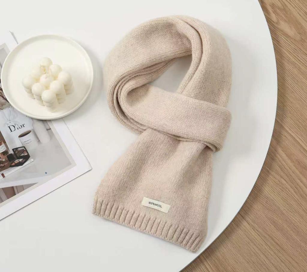 100% Australian Pure Wool Knitted Scarf For Women Men Autumn Winter Cashmere Couple Style Versatile Warm Neck Warmer Scarf