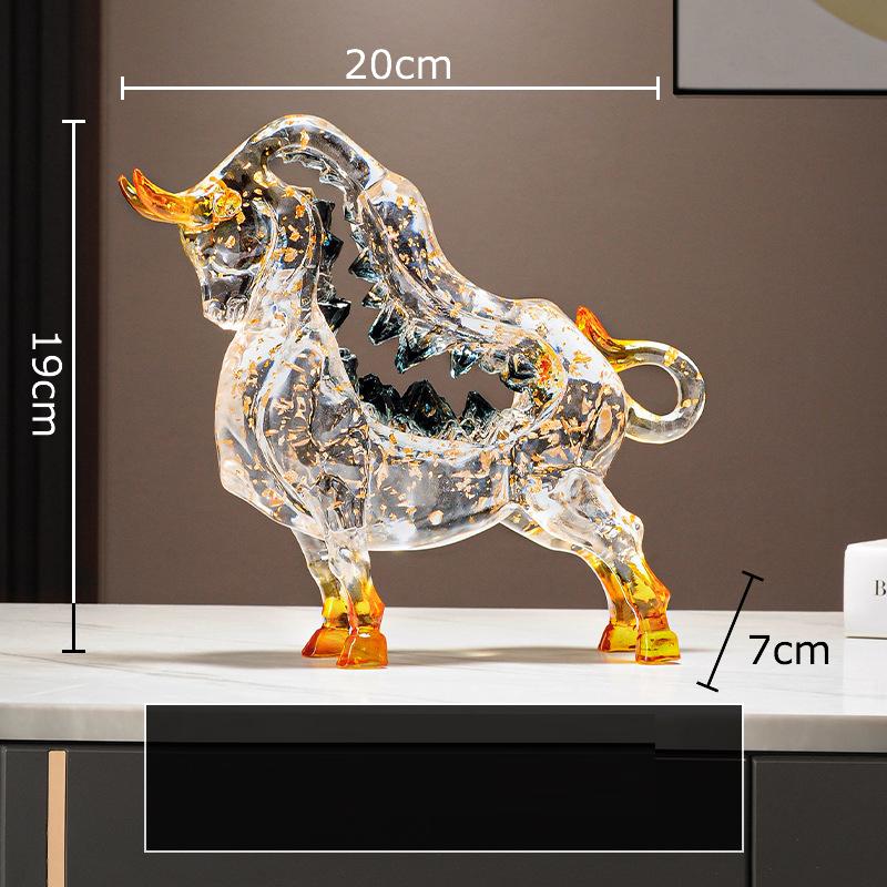 

Imitation Crystal Transparent Bull Statue Desk Decoration Ornaments Hollow Bull Animal Resin Sculpture Room Aesthetic Decor