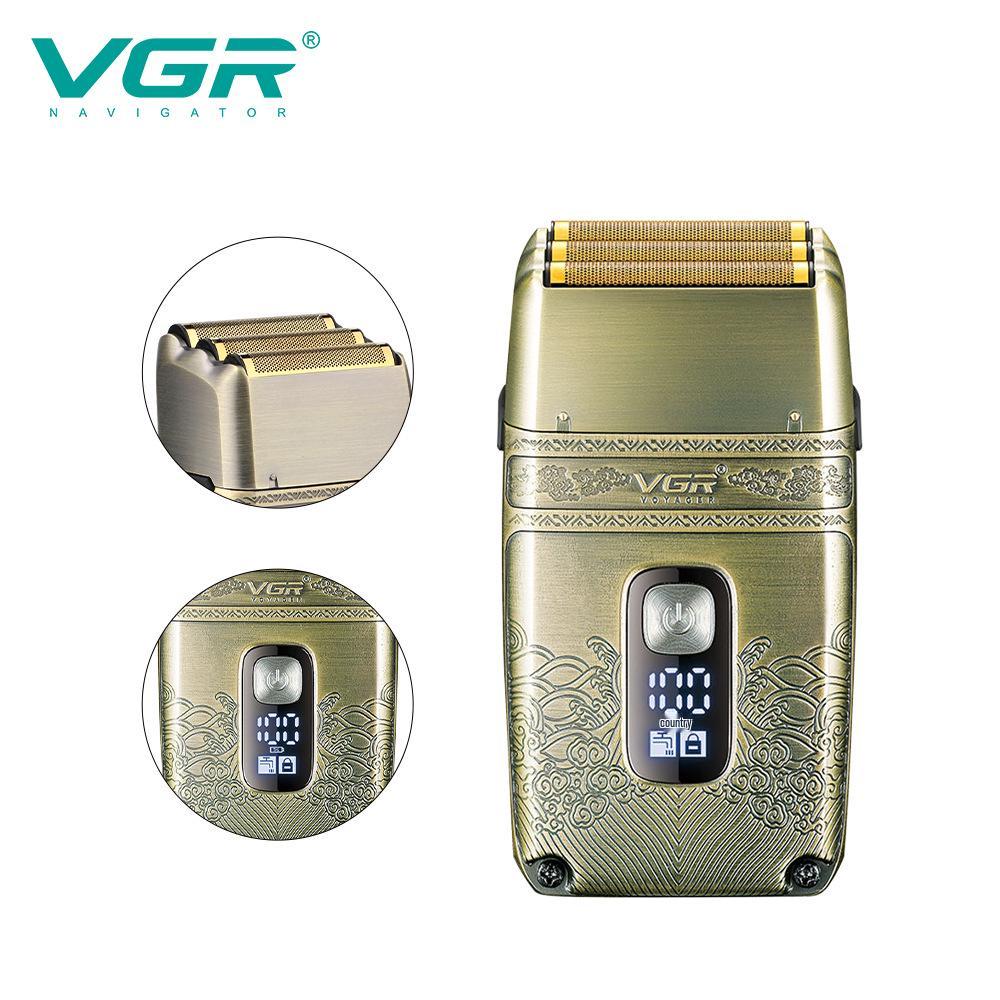 VGR335 Rechargeable Electric Beard Trimmer & Three-Blade Shaver, IPX6 Waterproof Razor