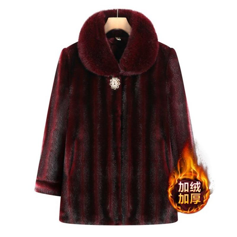 Medium Old Man Women's Clothing Mother Winter Clothing Warm Jacket Old Lady Grandma Velvet Thickened Mink Velvet Old Man Clothes