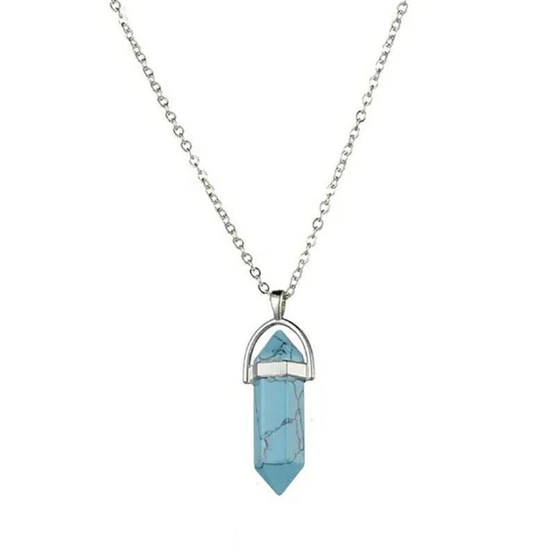 Natural Stone Necklace Hexagonal Pendant Chakra Healing Stone Crystal Jewelry For Women And Men Birthday Gifts