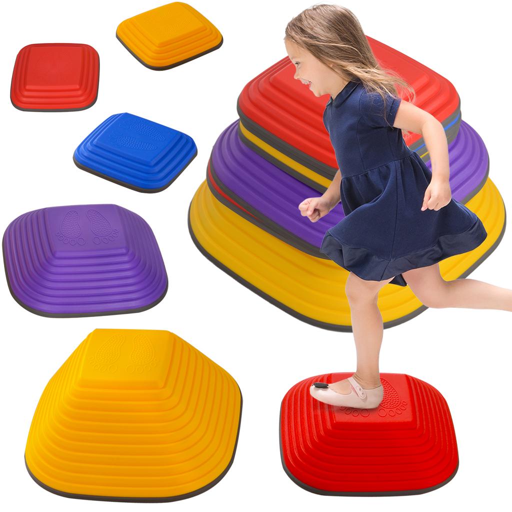 Balance Stepping Stones for Kids, 6-Piece Non-Slip Stackable River Stones, Obstacle Courses for Balance and Motor Skill