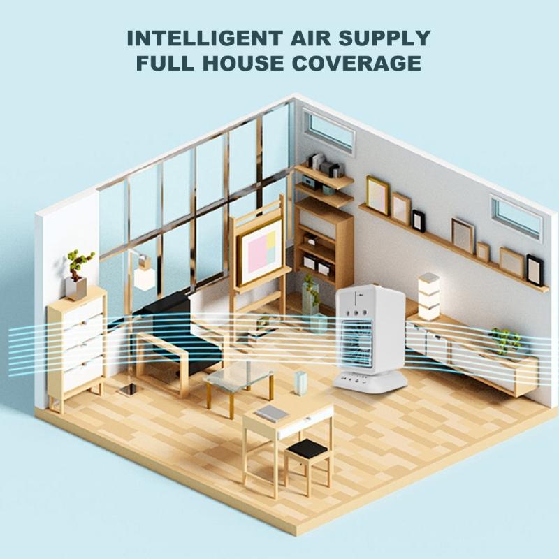 Usb Rechargeable Air Conditioner with 300ML Water Tank Portable Desktop Mist Cooling Fan for Home Dorm or Office Use