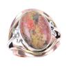 Natural Unakite Gemstone Handmade 925 Sterling Silver Two Tone Ring S.6.5 R6O26