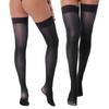 Womens Glossy See-through Stockings Thin Shiny Solid Color Elastic Sheer Thigh High Socks