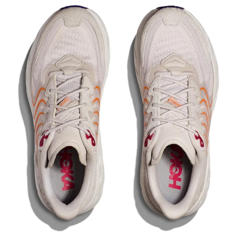 Hoka One One Vibrant Bloom Clifton Ls Cushioning Durable Low Top Casual Running Shoes Unisex Sneakers Gray Orange 1141550-NBS