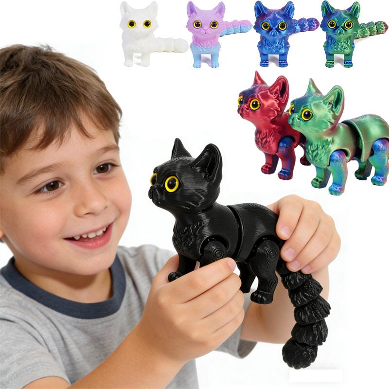 12/16cm Figurka Artikulowanych Uroczych Kotów Drukowana 3D Miniaturowa Dekoracja Salonu Samochodu Biurka Domu Akcesoria Prezenty dla Dzieci