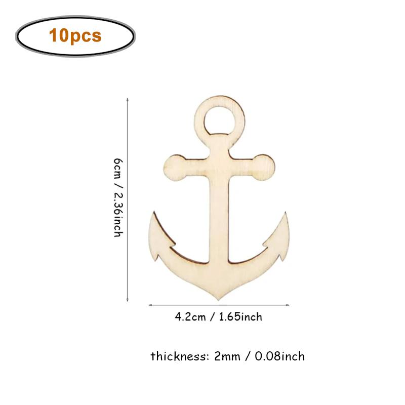 

10pcs/pack Wood Anchor/Rudder Cutouts, Unfished Natural Wooden Anchor Rudder Hanging Ornaments for DIY Craft Art Supplies