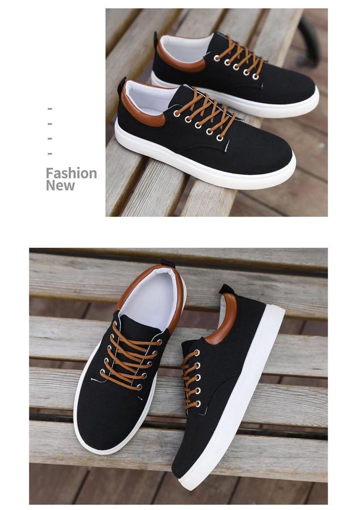 Breathable Spring Autumn Korean Style Men's Casual Low-Top Canvas Shoes
