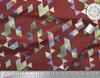 Soimoi Red Japan Crepe Satin Fabric Triangle Art Geometric Decor Fabric Printed metre 42 Inch