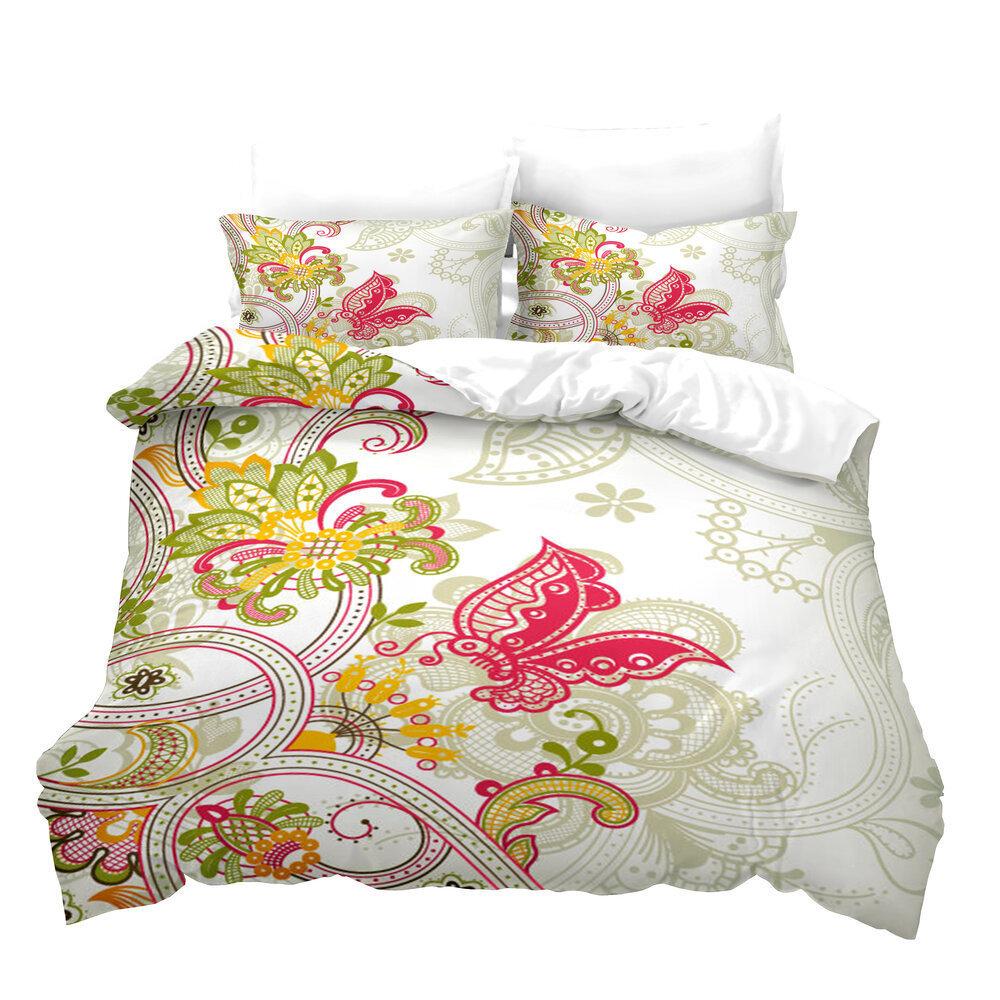 Flower 3D Digital Printing Thickened Quilt Cover Three-Piece Bedding Kit Home Textile Pillowcase Mandala Flower
