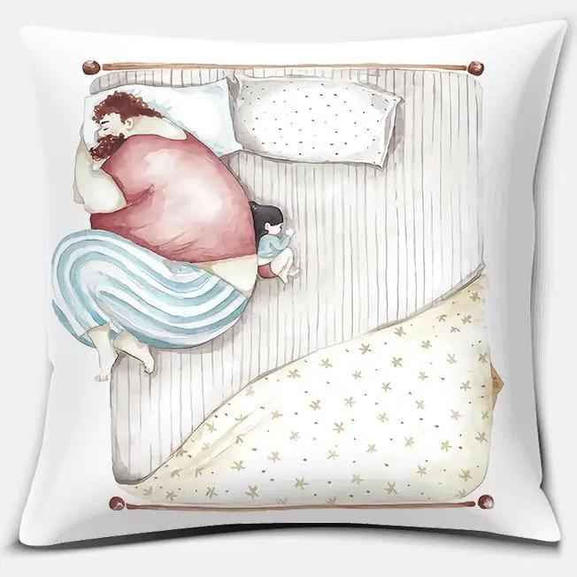 Watercolor Warm Family Series Pillow Gift Home Office Decoration  Bedroom Sofa Car Cushion Cover case