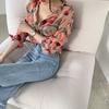 Elegant Floral Chiffon Slim Fit Long Sleeve Top