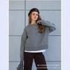 Crew neck sweater women's European, American autumn and winter new solid color versatile casual lazy pullover knitted sweater top