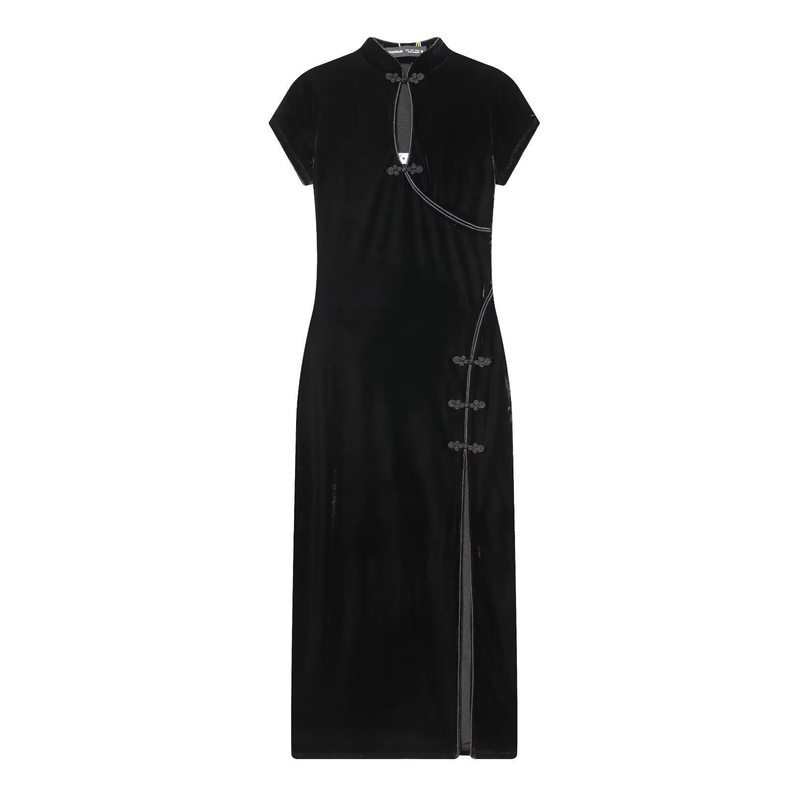 European Autumn Velvet Slim Dress - 2025 Edition M