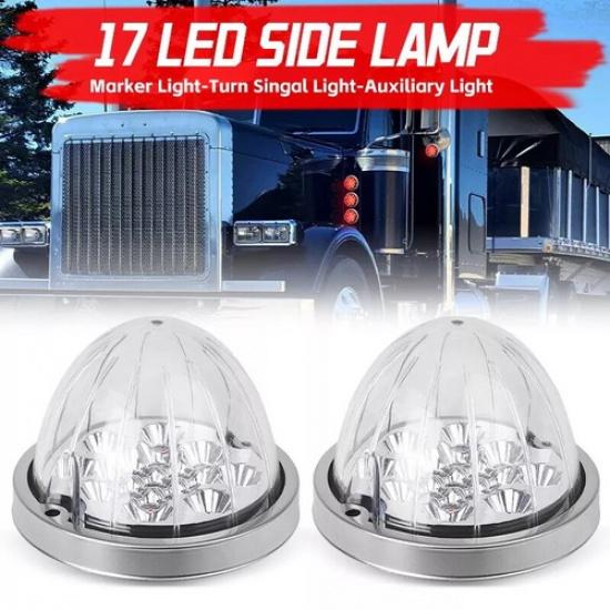 2x Red/White LED Watermelon Light RV Truck Fender Side Marker Turn Signal Brake