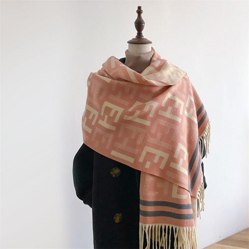 Letter scarf women's winter new versatile student couple warm imitation cashmere scarf
