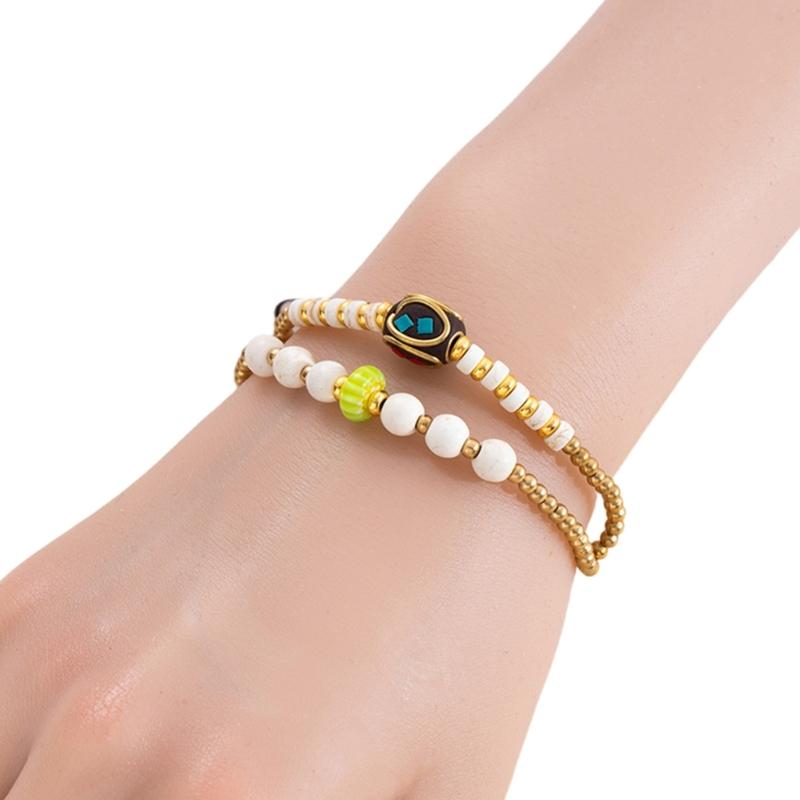 Nepalese Handwoven Tibetan Style Adjustable Bracelet Featuring Alloy Beads And Natural Turquoise Stone For Cultural Fashion Accessories