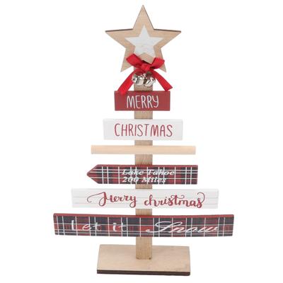 Christmas Tabletop Ornaments Wooden Sign Decoration with Base for Gifts Home Decor Layout Prop